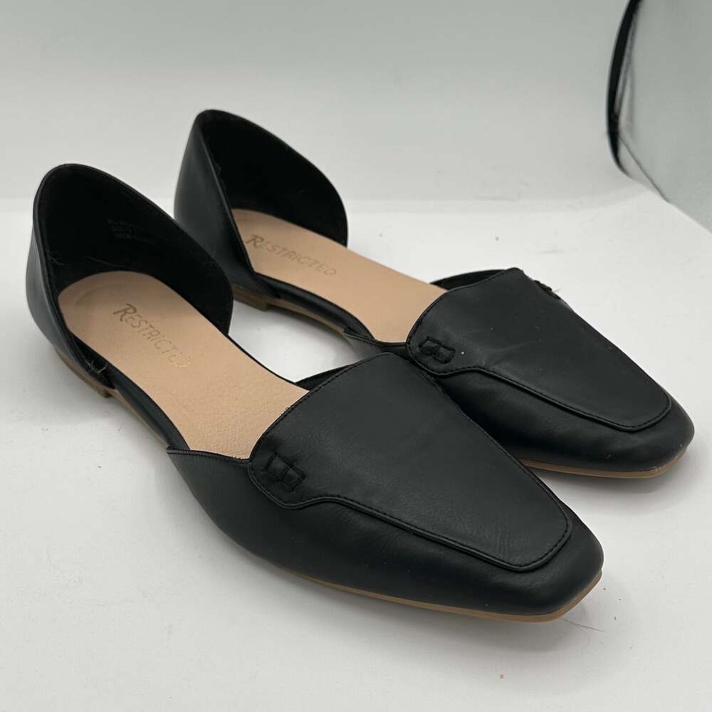 Restricted ballet flats women's size 9.5 black square toe dress shoes